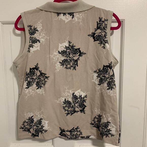 CB Casual Vintage Floral Sleeveless Polo Size Large - Picture 4 of 5